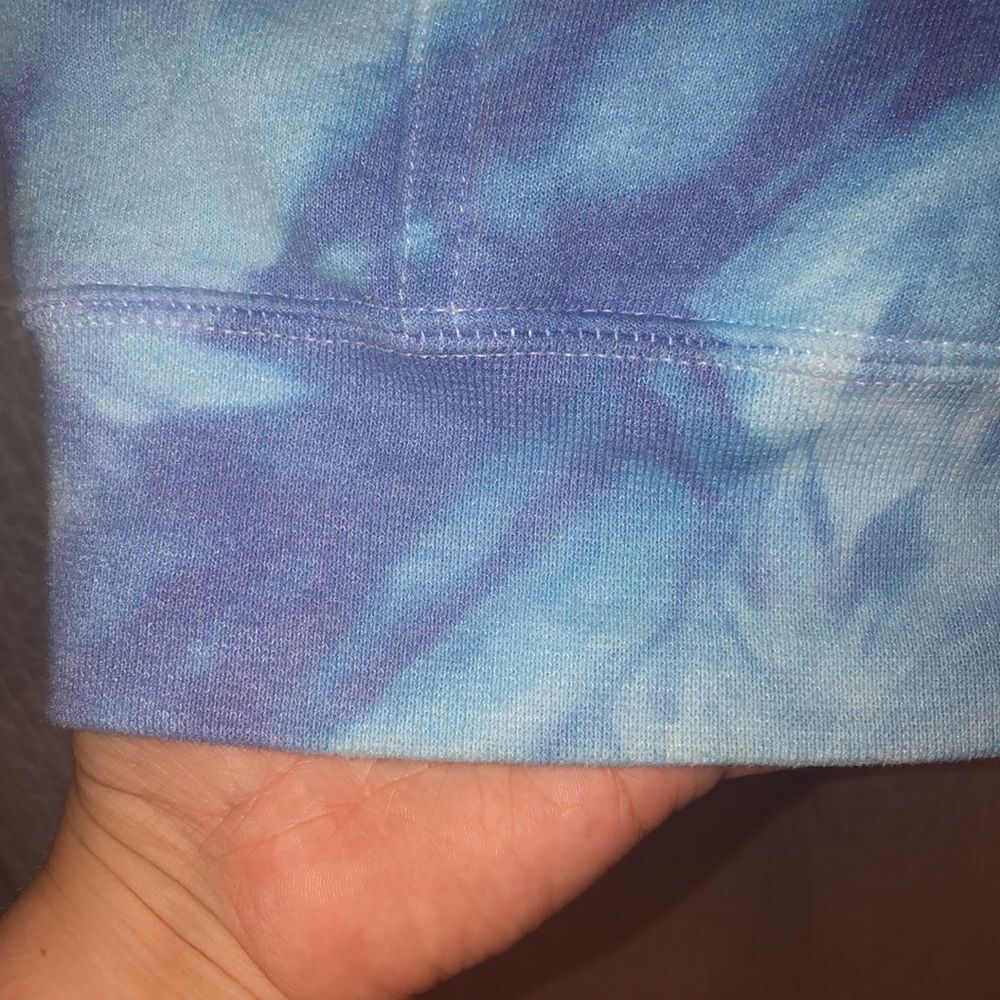 M Custom Tie Dye Blue White Cloud Pullover Sweatshirt Hoodie - Picture 5 of 13